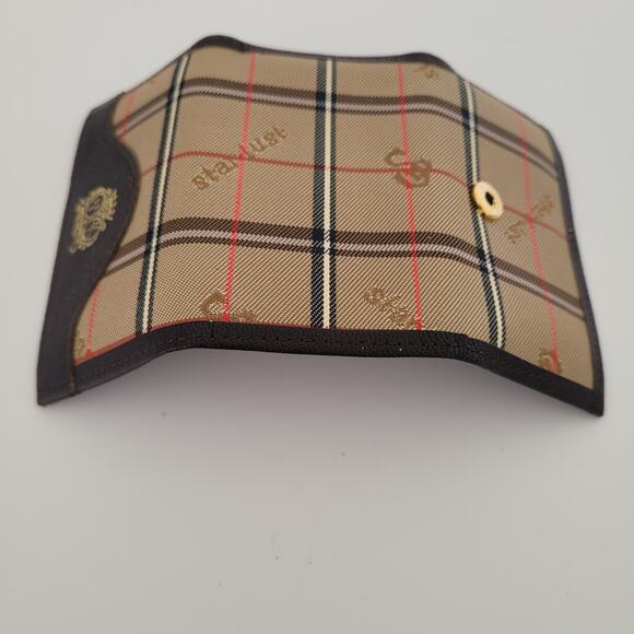 Stardust 3 Hooks Key Case Wallet Holder Brown Canvas Leather Small Plaid Retro - Picture 5 of 6